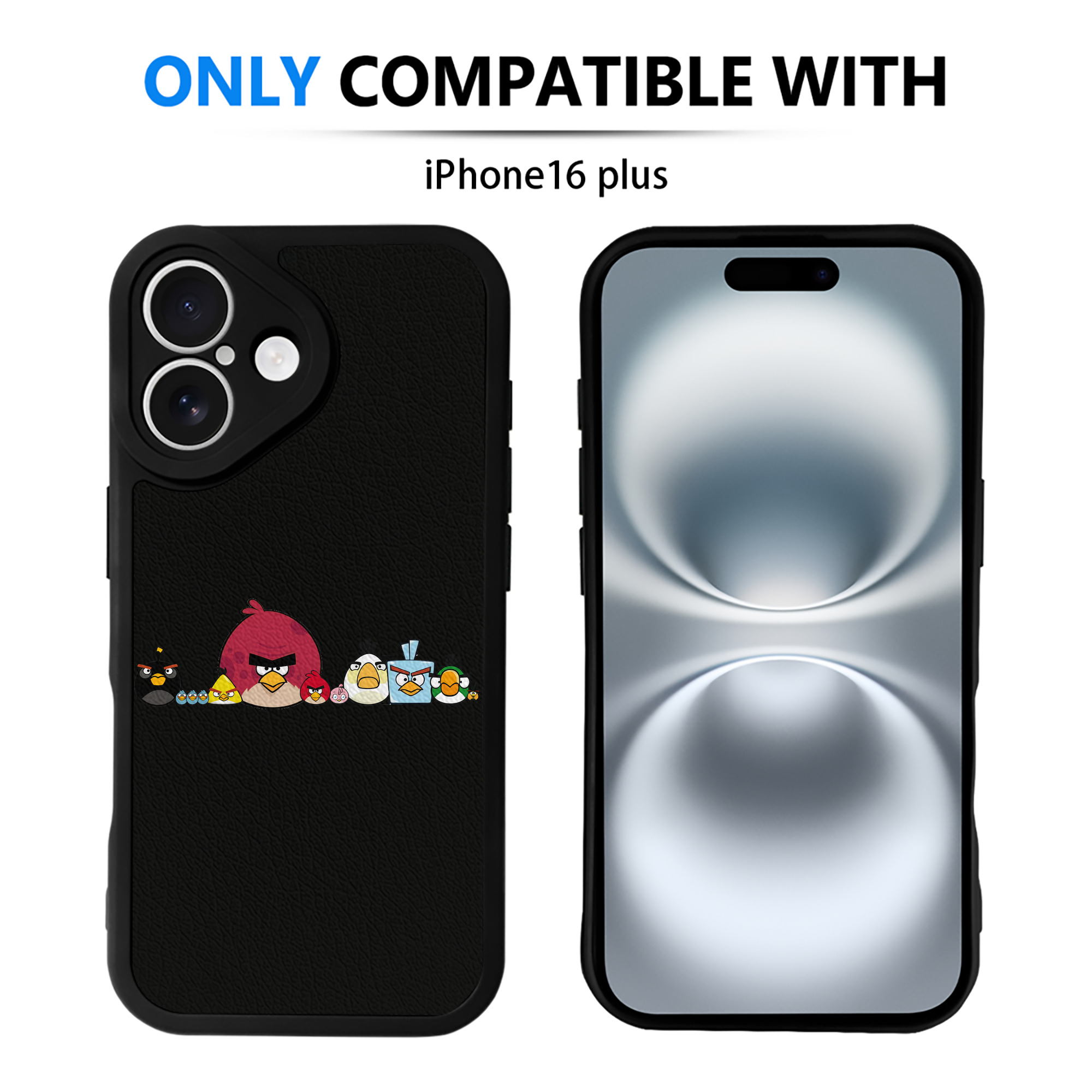 （画像用） Angry Birds アングリーバード 【iPhone 16シリーズ対応】シリコンスマホケース（レザー調） 材質：シリコン